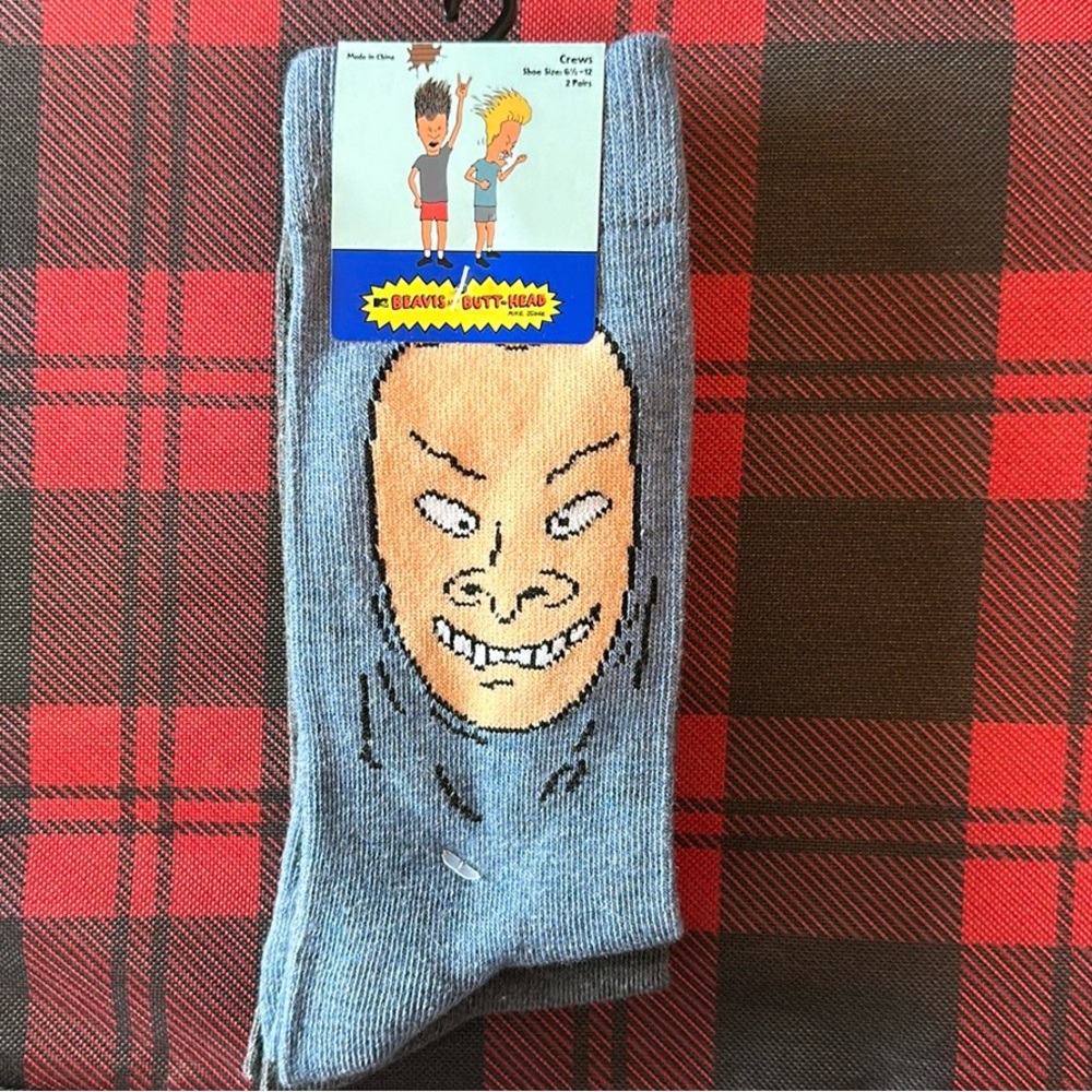 2 pairs Beavis and Butt Head crew socks